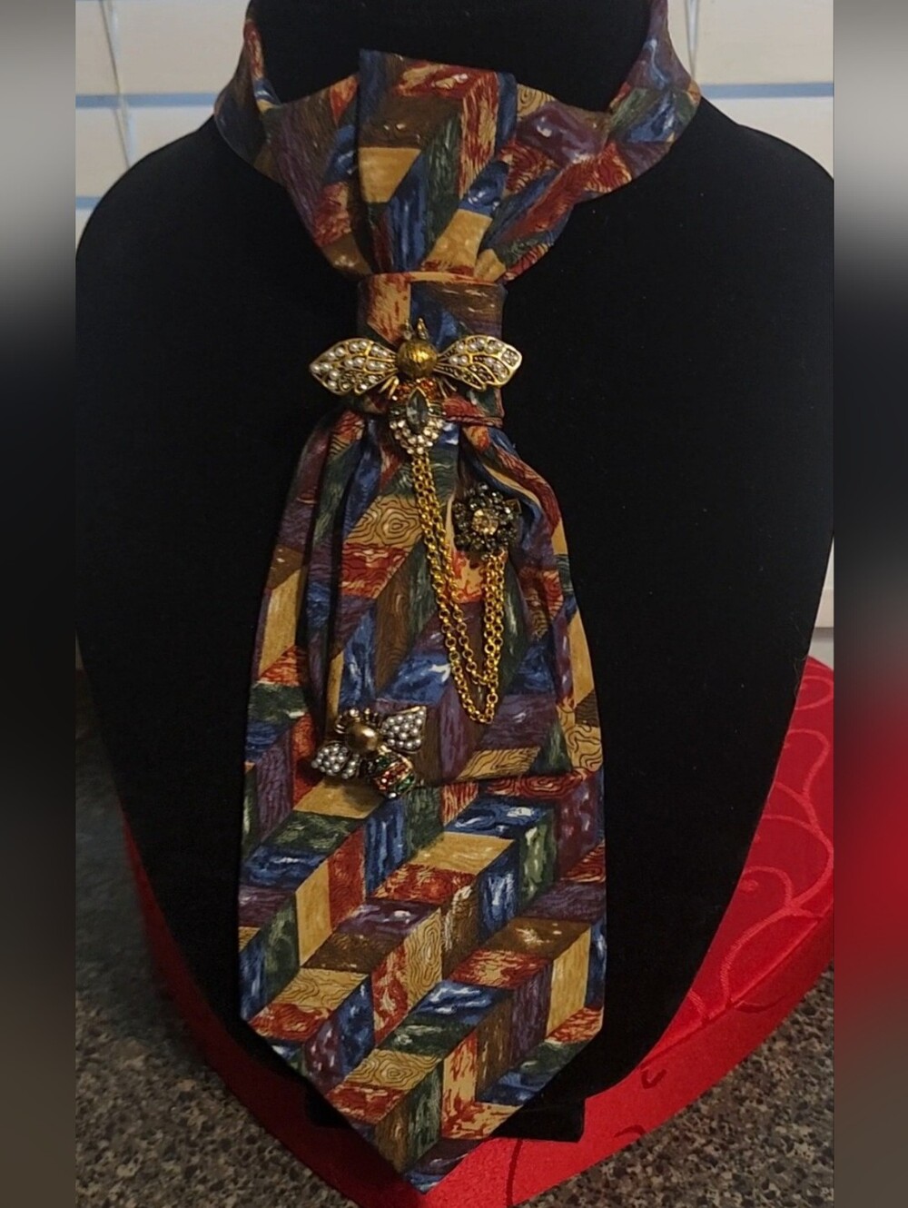 Luxury Glam Necktie Necklace Set - Matching Choker & Chain Necklace (Chaos Nior)